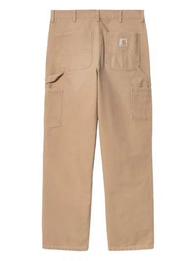 Carhartt Patch-detail Cotton Trousers In Brown