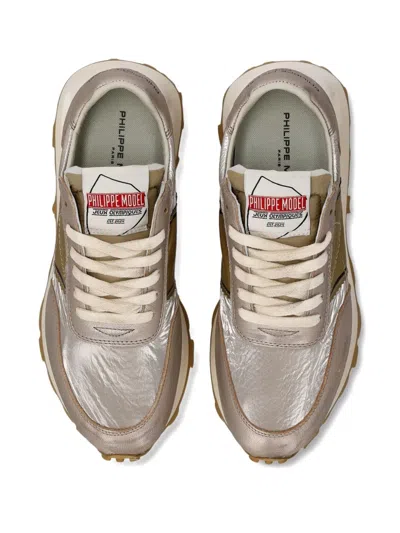 Philippe Model Metallic Panel Sneakers In Gray