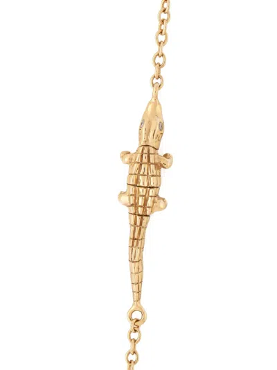 Bibi Van Der Velden 18k Yellow Gold Alligator Chain Necklace In Gray