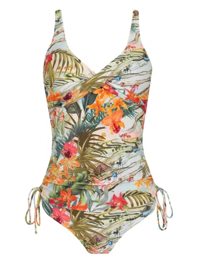 Lygia & Nanny Bruma Tropical-print Drawstring Tankini