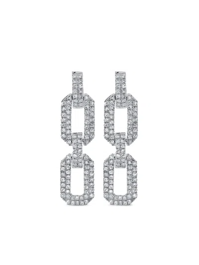 Shay 18k White Gold Flat Geo Link Diamond Earrings In Metallic