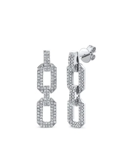 Shay 18k White Gold Flat Geo Link Diamond Earrings In Metallic
