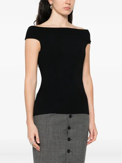 Givenchy Off-shoulder Ribbed Top In Black