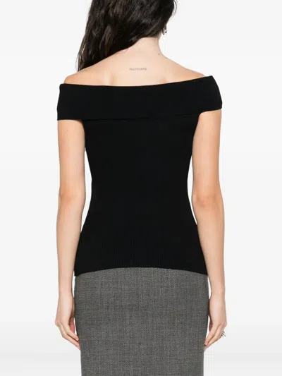 Givenchy Off-shoulder Ribbed Top In Black