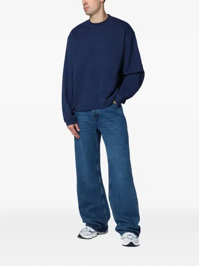 Brain Dead Crew Neck Sweatshirt Front Pocket In Blue