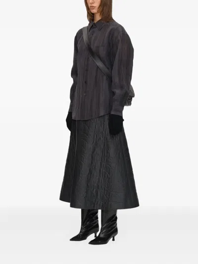 Umber Postpast Striped-effect Print Shirt In Black