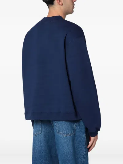 Brain Dead Crew Neck Sweatshirt Front Pocket In Blue