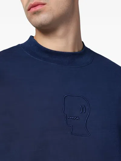 Brain Dead Crew Neck Sweatshirt Front Pocket In Blue