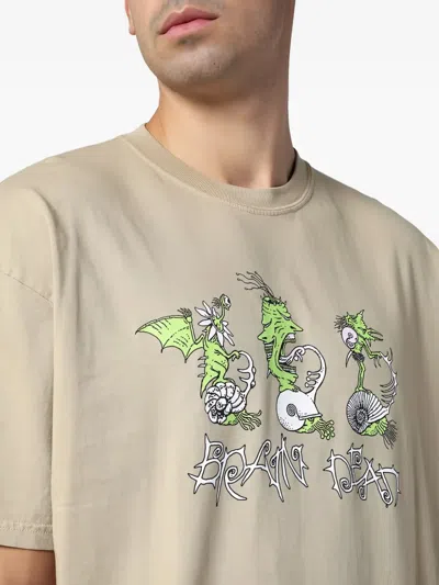 Brain Dead Graphic-print Crew-neck T-shirt In Nude