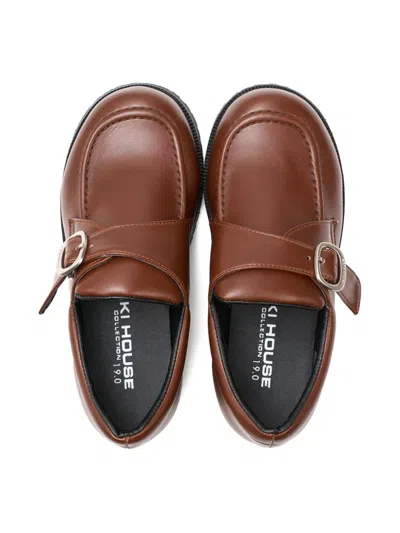 Miki House Single-buckle Loafers In Brown