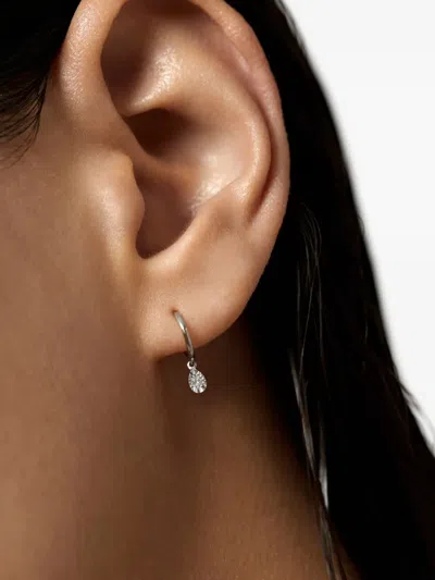Monica Vinader 14k White Gold Teardrop Mini Hoops Earrings In Silver