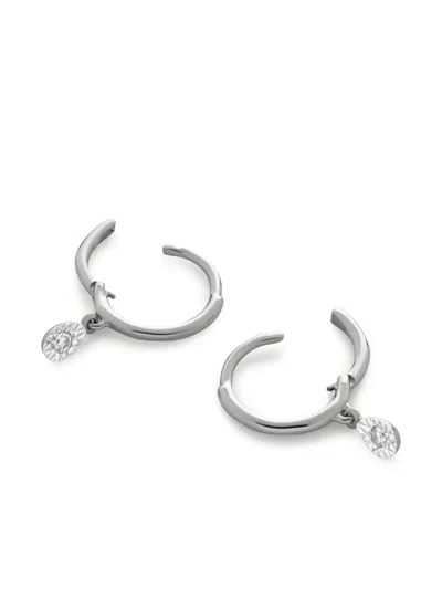 Monica Vinader 14k White Gold Teardrop Mini Hoops Earrings In Silver