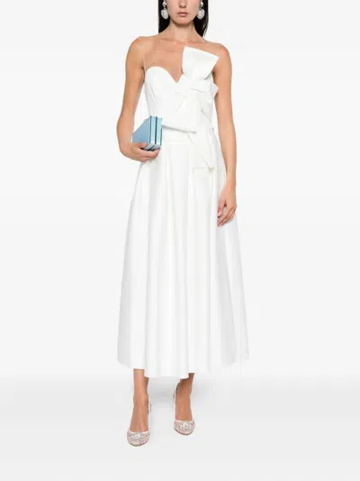 Nissa Bow-detail Midi Dress In White