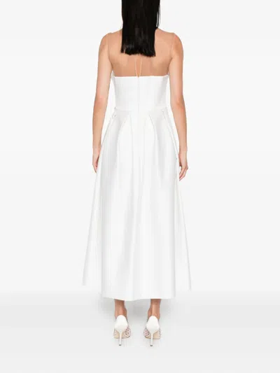 Nissa Bow-detail Midi Dress In White
