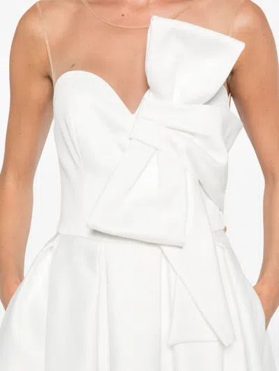 Nissa Bow-detail Midi Dress In White