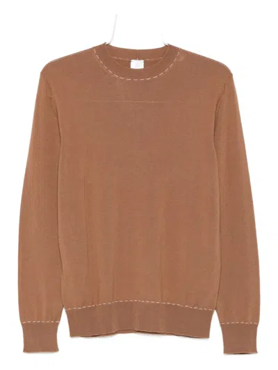 Eleventy Round-neck Wool Sweater In Brown