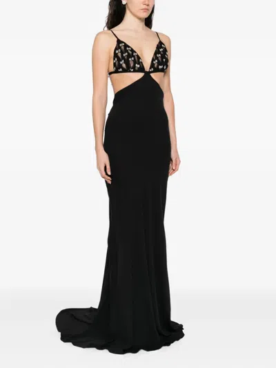 Nissa Embellished Cut-out Maxi Dress In Black