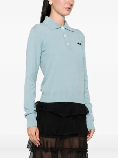 N°21 Button-fastening Polo Top In Blue