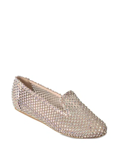 Le Silla Gilda Crystal-embellished Mesh Ballet Flats In Neutral