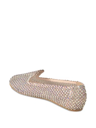 Le Silla Gilda Crystal-embellished Mesh Ballet Flats In Neutral