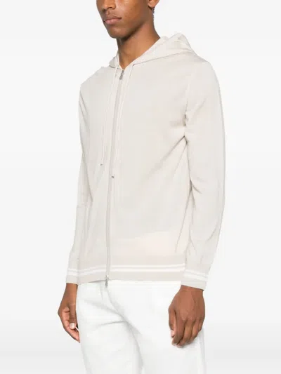 Eleventy Hooded Zip-up Sweater In Neutral