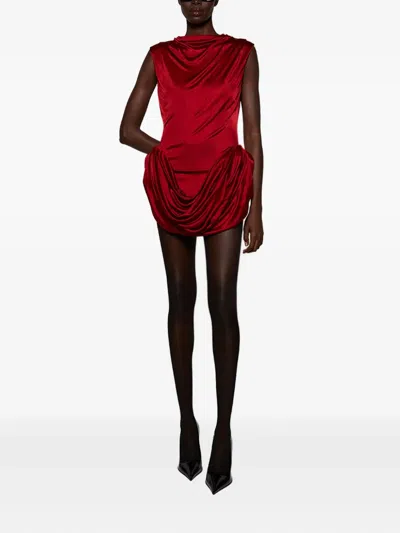 Magda Butrym Draped Satin-jersey Mini Dress In Red