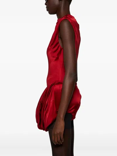 Magda Butrym Draped Satin-jersey Mini Dress In Red