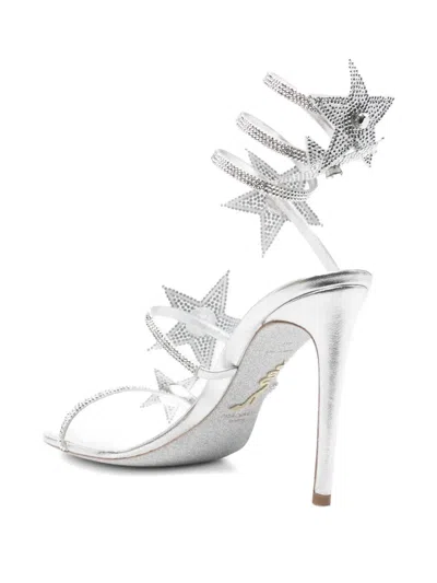 René Caovilla Cleo 105 Embellished Satin Sandals In Gray