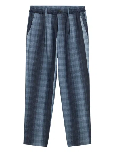 Pierre-louis Mascia Pleat-detailed Checked Trousers In Blue