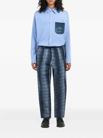 Pierre-louis Mascia Pleat-detailed Checked Trousers In Blue