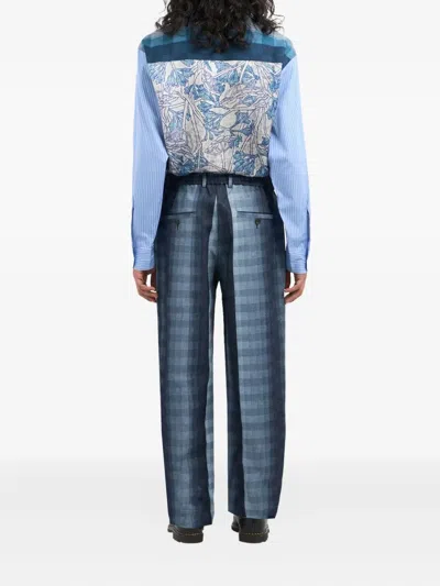 Pierre-louis Mascia Pleat-detailed Checked Trousers In Blue