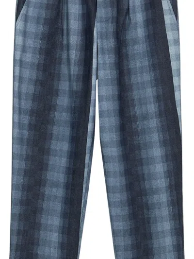 Pierre-louis Mascia Pleat-detailed Checked Trousers In Blue