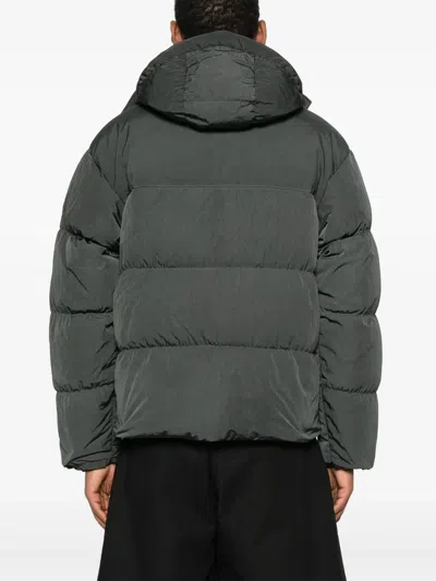 C.p. Company Men Moss Green Quilted Design Classic Hood Snap Button Fastening Flap Pockets Adju In Gray