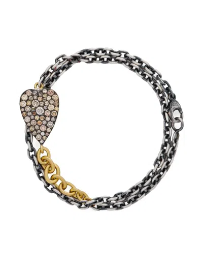 Sylva & Cie 18k Yellow Gold Champagne Heart Diamond Bracelet In Silver