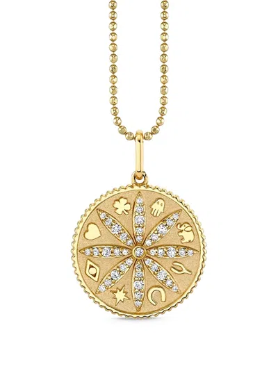 Sydney Evan 14k Yellow Gold Small Sand Dollar Diamond Pendant Charm In Gold