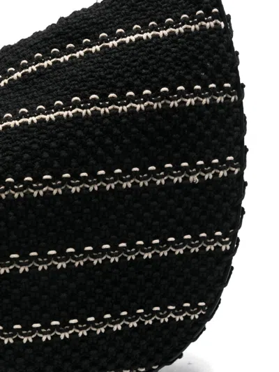 Ba&sh Leather-trimmed Knitted Shoulder Bag In Black