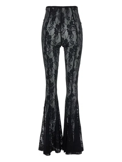 Norma Kamali Floral-lace Trousers In Black