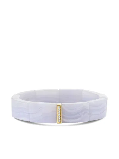 Sydney Evan 14k Yellow Gold Small Single Row Aquamarine And Diamond Bracelet In Gold
