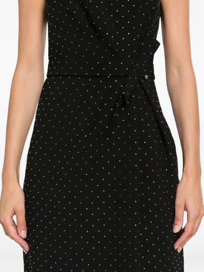 Nissa Polka-dot Embellished Sleeveless Midi Dress In Black