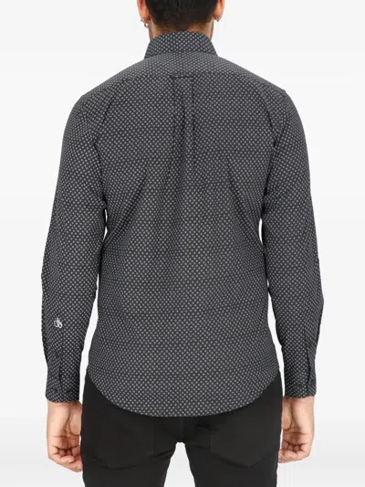 Scotch & Soda Modern Fit Flower Stretch Cotton Dress Shirt In Black