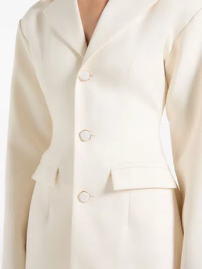 Manière De Voir Claire Wide-shoulder Blazer In Neutral