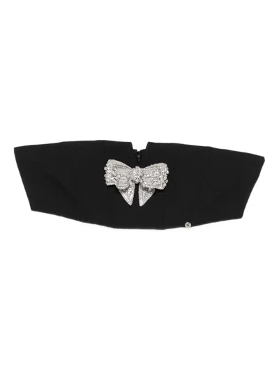 Nissa Bow-embellished Bustier Top In Black