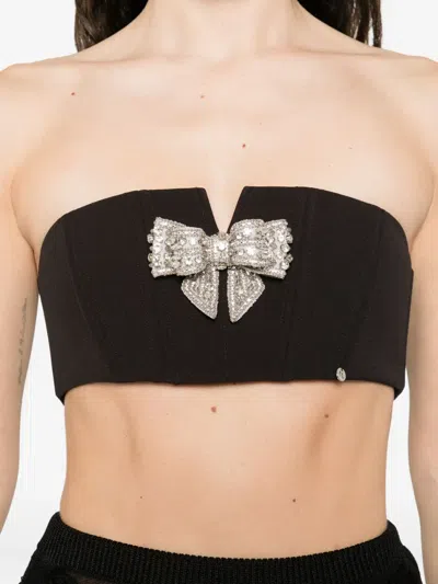 Nissa Bow-embellished Bustier Top In Black