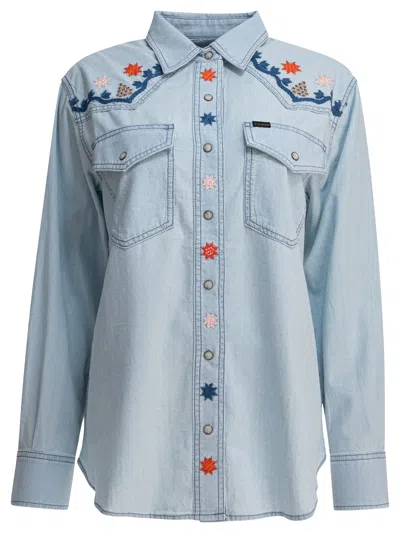 Filson Western-style Embroidered Shirt In Blue