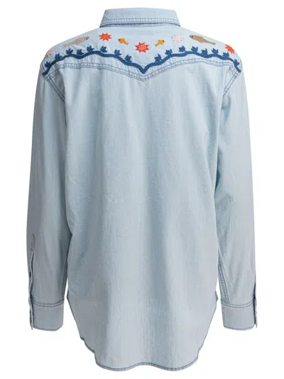 Filson Western-style Embroidered Shirt In Blue