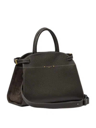 Gianni Chiarini Leather Shoulder Bag With Adjustable Strap And Top Handle In Brown