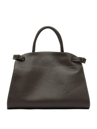 Gianni Chiarini Leather Shoulder Bag With Adjustable Strap And Top Handle In Brown