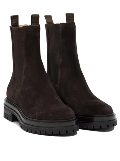 Gianvito Rossi Chunky Sole Suede Ankle Boots In Black