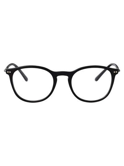 Giorgio Armani Matte Black Acetate Glasses In Black