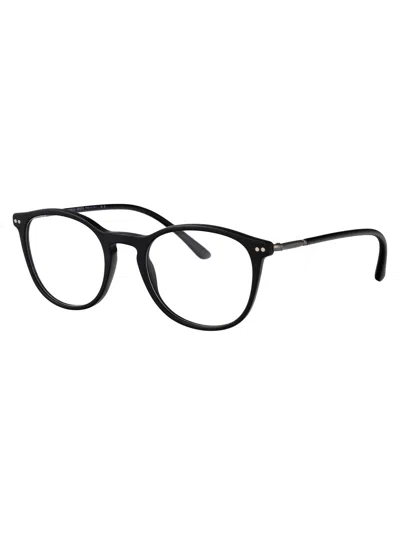 Giorgio Armani Matte Black Acetate Glasses In Black